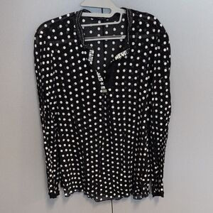 Black Polka Dot Sheer Women's Top